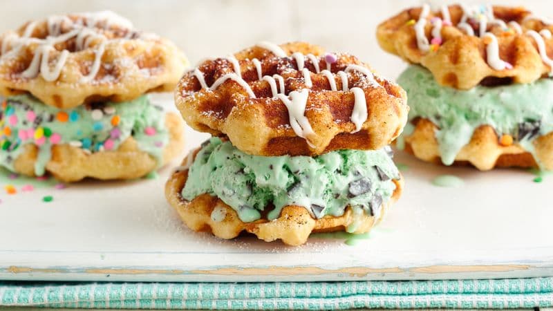 Waffle ice cream sandwich