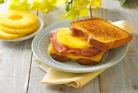 Grilled cheese sandwich with pineapple